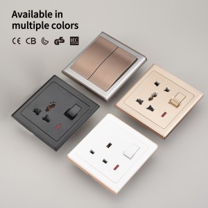 China Factory British Light Switches 1/2/3/4 Gang Gold/Black Stainless Steel Panel for Home Electrical Wall Switches Sockets