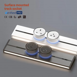 New arrival adjustable surface mounted smart power track socket with fully functional USB type c socket for desk electric socket