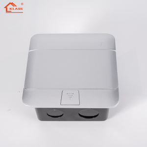 Wholesale UK/EU standard aluminium floor socket box with universal USB modules for office hidden electrical power plug outlet