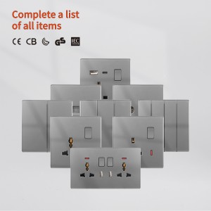 Wholesale UK standard 13A 250V smooth glass panel wall switches and socket with 1/2/3/4 gang super slim for home light switch