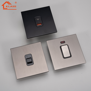 KLASS new stainless steel series wall light switch and socket with CE and CUKA customized plate for house electric toggle switch