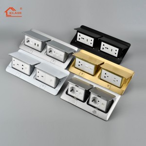 Low price CE SASO silver/gold/black stainless steel double floor socket box with multi-function modules for pop up ground socket