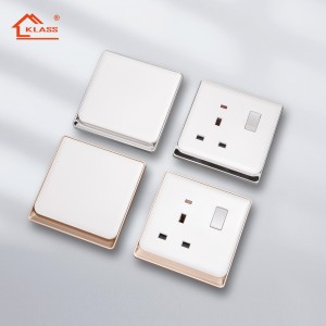 Hot sale 16A 250V UK standard colorful wall switches with stainless steel frame and brushed panel for home light switch socket