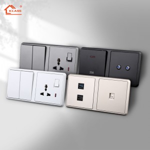 High quality KLASS 16A 250V electrical Switch Socket Outlet with plastic slim frame for Home UK wall light switch socket